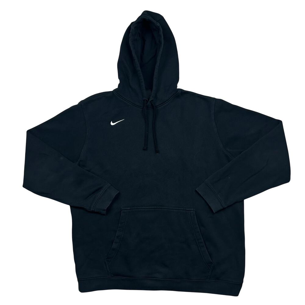Nike Hoodie Mens XL Black White Swoosh Embroidered Pullover Sweatshirt
